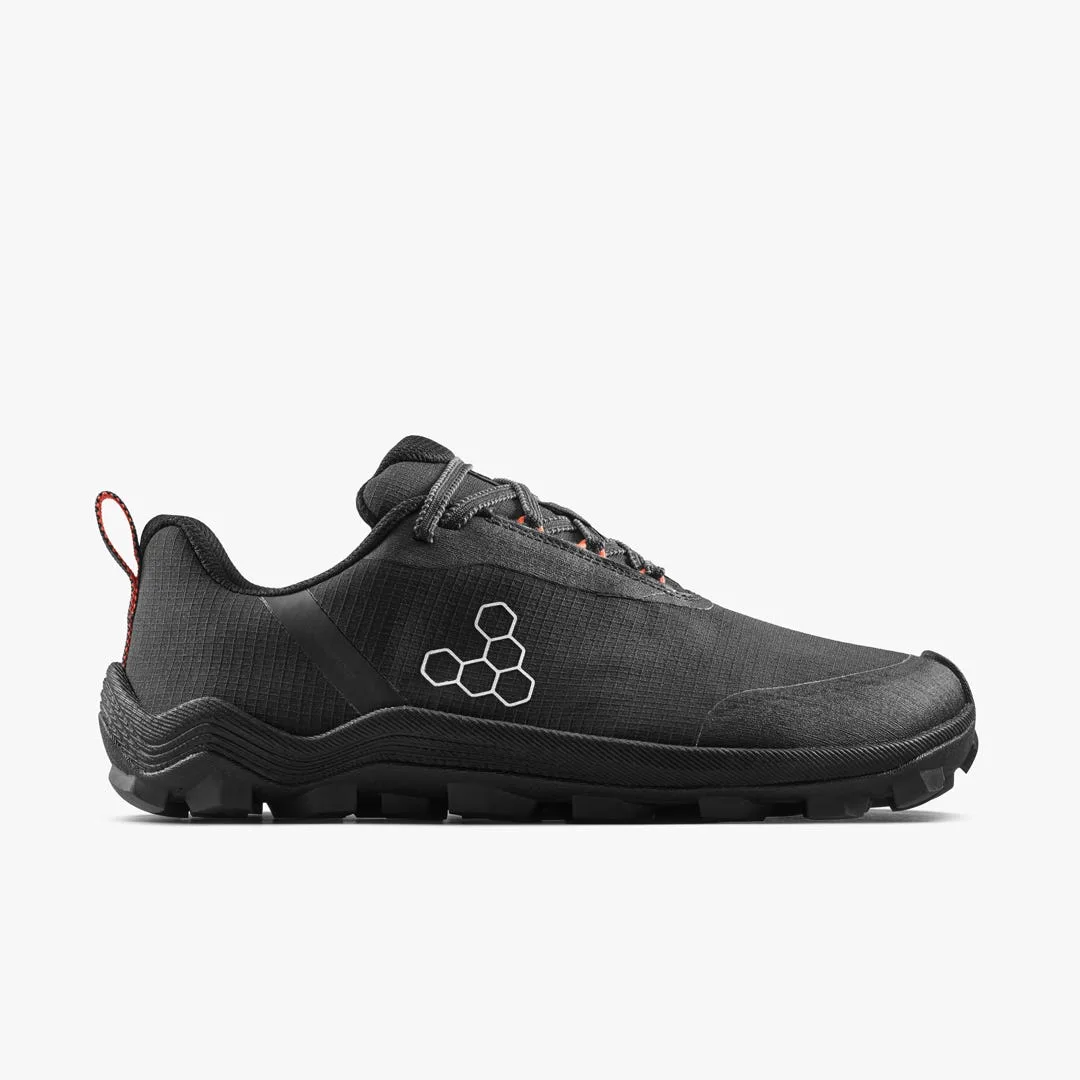 Кроссовки Vivobarefoot Primus Trail Flow Waterproof — мужская модель, чёрный с красным