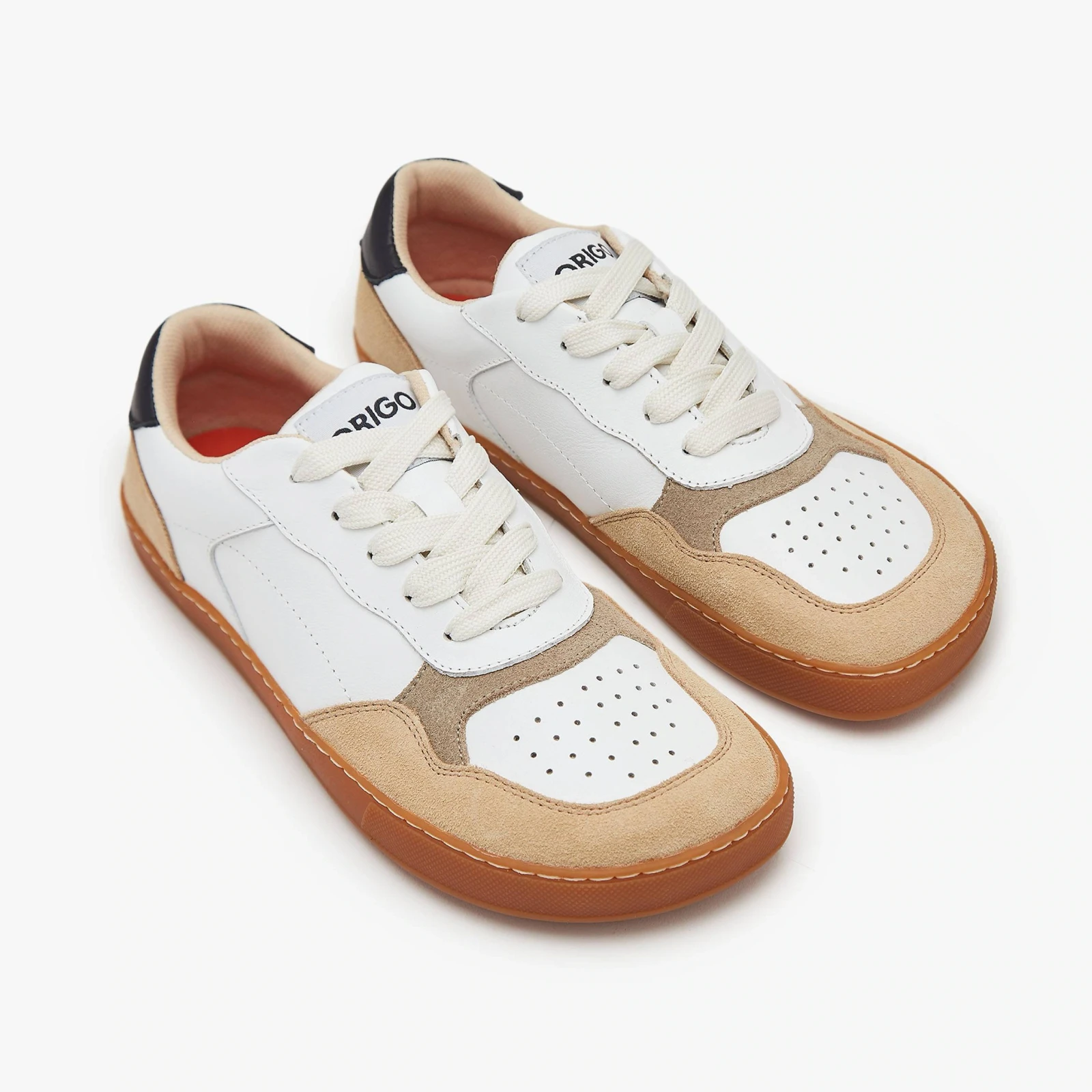 Босоногие кеды Origo Modern Retro Sneaker — белый с бежевой замшей, фото 7