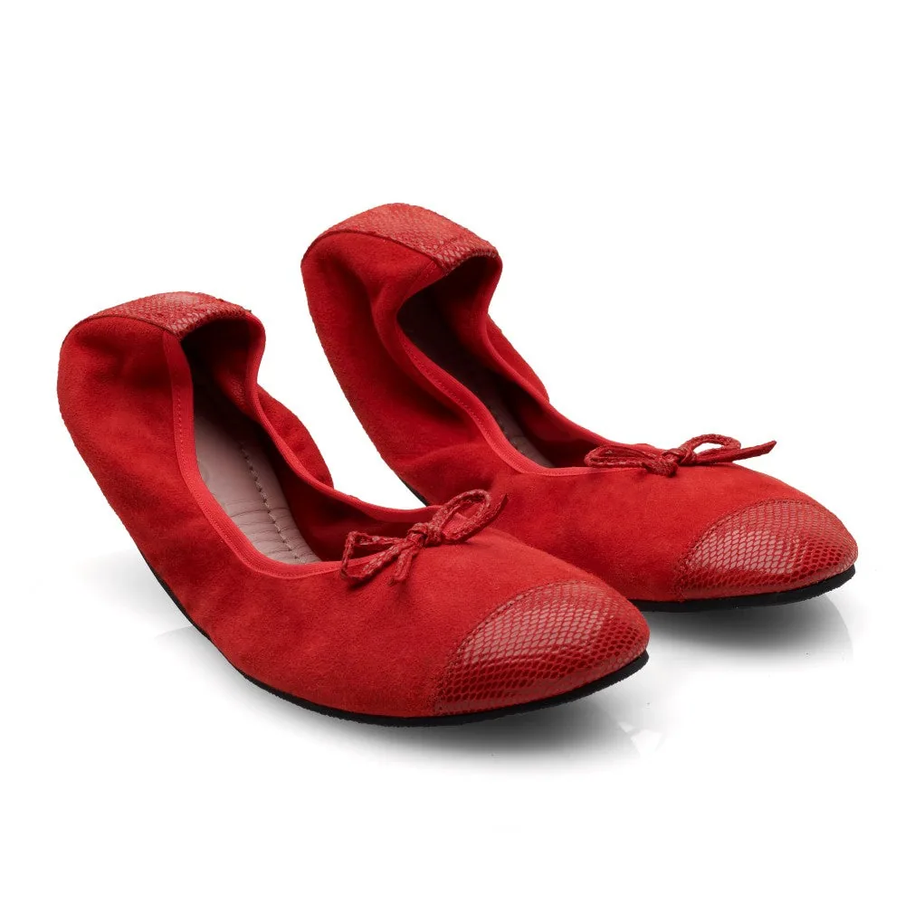 Женские балетки ZAQQ TWIST Velours Red (красный цвет) — фото 1 из 10
